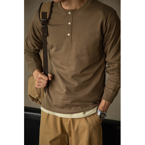 唔刃工裝美式復古硬漢風重磅亨利衫T恤長袖純棉內搭打底衫男秋冬 唔刃工裝美式復古硬漢風重磅亨利衫T恤長袖純棉內搭打底衫男秋冬