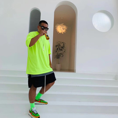 PROCLUB西海岸美式潮T恤純色寬松大碼打底短袖街舞嘻哈圓領bboy男