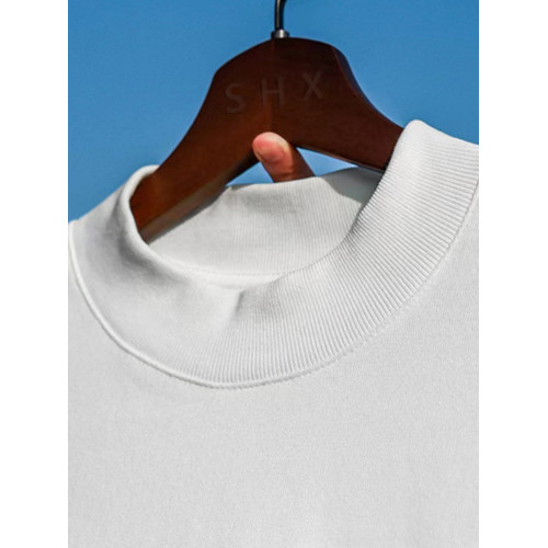 美式小領口 300g重磅純棉短袖T恤男寬鬆純白色內搭打底衫日系半袖