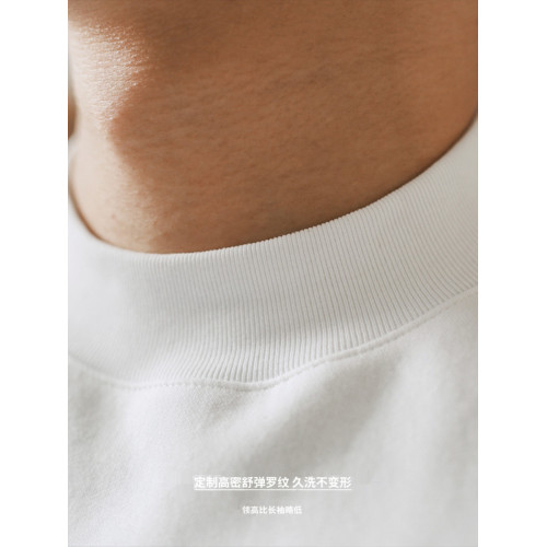 美式小領口 300g重磅純棉短袖T恤男寬鬆純白色內搭打底衫日系半袖