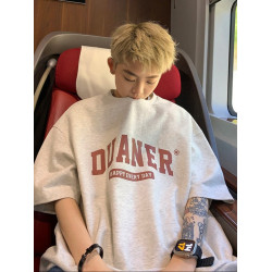 特大碼300斤美式短袖t恤男裝夏季潮牌寬鬆半袖上衣青少年港風體恤