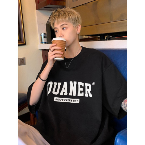 特大碼300斤美式短袖t恤男裝夏季潮牌寬鬆半袖上衣青少年港風體恤