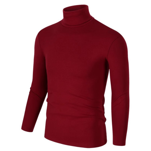 秋冬男裝高領打底衫修身棉質緊身青年長袖t恤男士純色內衣秋衣潮