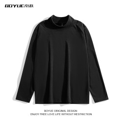 BOYUE帛躍德絨半高領T恤春秋男女潮韓版純色內搭打底修身保暖長袖