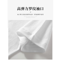 250g美式亨利領短袖T恤夏季寬松純棉白色復古亨利衫小衆男女同款