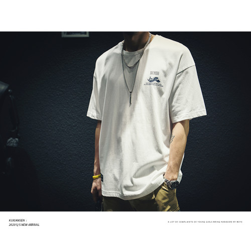 夏季純棉短袖t恤男寬松潮牌大碼半袖胖子加肥加大白色男生體恤潮