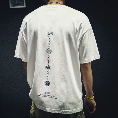 夏季純棉短袖t恤男寬松潮牌大碼半袖胖子加肥加大白色男生體恤潮