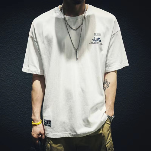 夏季純棉短袖t恤男寬松潮牌大碼半袖胖子加肥加大白色男生體恤潮