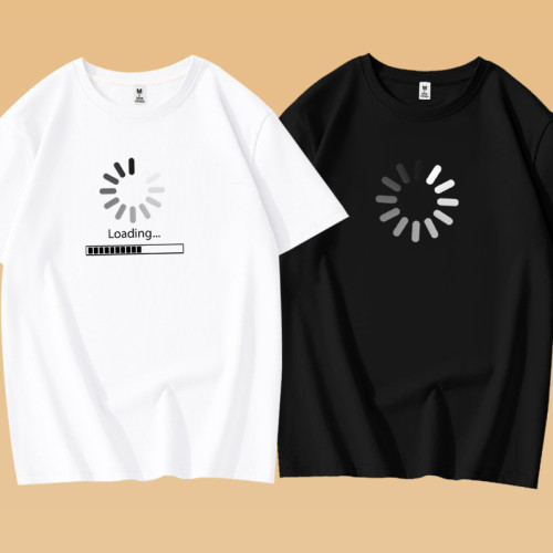 正在加載中簡約圖標夏季國潮字母短袖T恤學生純棉男百搭趣味體恤