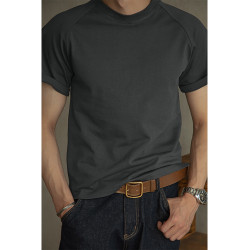 唔刃美式阿美哢嘰新疆棉300g重磅純棉短袖T恤美式小領口三本針夏