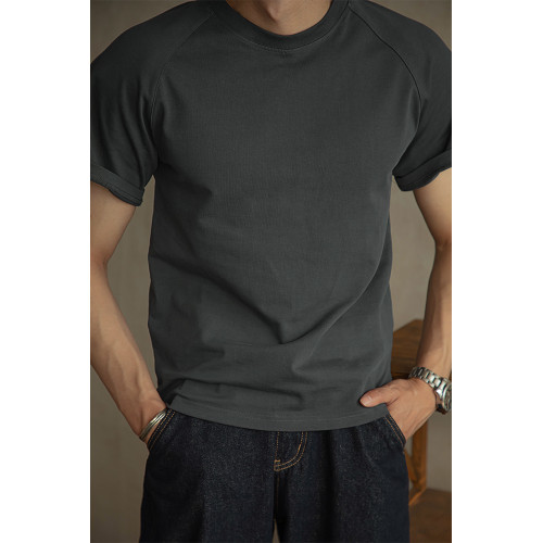 唔刃美式阿美哢嘰新疆棉300g重磅純棉短袖T恤美式小領口三本針夏