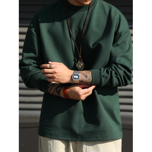 BGYO 日系小領口設計長袖T恤男重磅寬松復古純色休閒內搭打底TEE BGYO 日系小領口設計長袖T恤男重磅寬松復古純色休閒內搭打底TEE