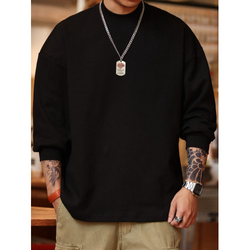 BGYO 日系小領口設計長袖T恤男重磅寬松復古純色休閒內搭打底TEE BGYO 日系小領口設計長袖T恤男重磅寬松復古純色休閒內搭打底TEE