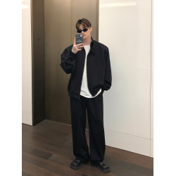 【明星同款】cuibuju立領墊肩開衫衛衣外套運動休閒套裝寬松衛褲