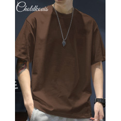 260克純棉純色短袖T恤男女打底衫白色半袖t恤重磅寬松圓領半截袖