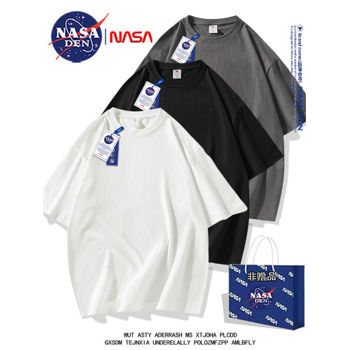 NASA聯名夏季美式純棉短袖t恤男女款休閒寬松圓領五分袖上衣服衫 NASA聯名夏季美式純棉短袖t恤男女款休閒寬松圓領五分袖上衣服衫
