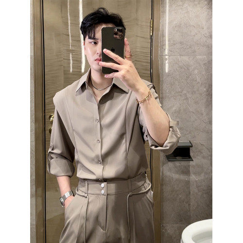 痞帥男裝一套裝夏季成熟穩重高級感輕熟風冰絲垂感兩件套搭配襯衫 痞帥男裝一套裝夏季成熟穩重高級感輕熟風冰絲垂感兩件套搭配襯衫