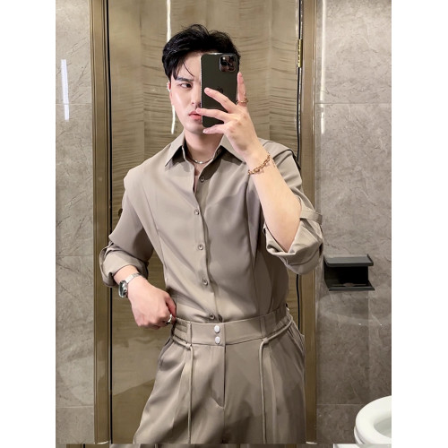 痞帥男裝一套裝夏季成熟穩重高級感輕熟風冰絲垂感兩件套搭配襯衫 痞帥男裝一套裝夏季成熟穩重高級感輕熟風冰絲垂感兩件套搭配襯衫