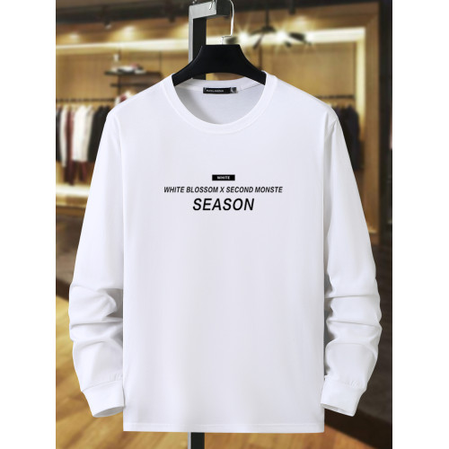 春秋加肥加大碼男純棉長袖t恤薄款 寬鬆休閒胖子上衣打底肥佬體恤