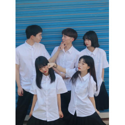 日系jk製服夏季白襯衫女高中學生畢業學院風男DK襯衣寬松短袖班服