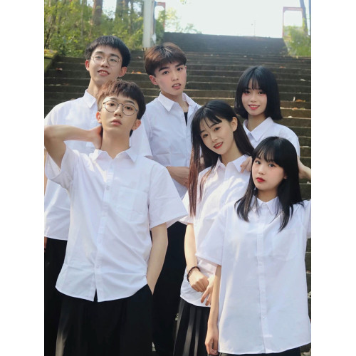 日系jk製服夏季白襯衫女高中學生畢業學院風男DK襯衣寬松短袖班服
