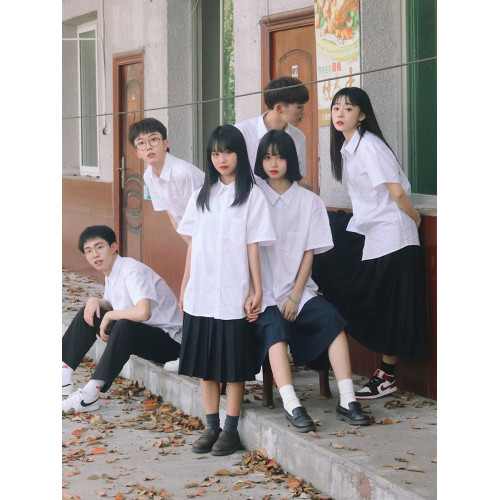 日系jk製服夏季白襯衫女高中學生畢業學院風男DK襯衣寬松短袖班服