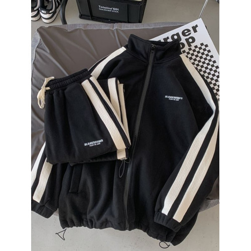 秋冬300斤大碼復古休閒運動服套裝男衛衣長褲寬松情侶兩件套潮牌