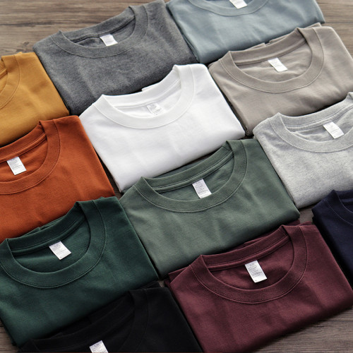 美式重磅T恤男基礎款260G復古純色純棉體恤打底衫厚實白色短袖TEE 美式重磅T恤男基礎款260G復古純色純棉體恤打底衫厚實白色短袖TEE