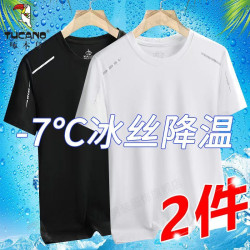 啄木鳥夏季冰絲短袖T恤男士休閒寬鬆青年網眼運動體恤男打底上衣