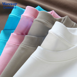 WASSUP LEMON重磅純棉寬松短袖男女純白t恤oversize打底休閒情侶