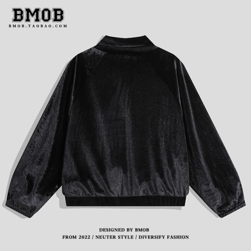 BMOB春秋季絲絨開衫外套男長褲小衆拼色條紋設計感休閒運動套裝潮 BMOB春秋季絲絨開衫外套男長褲小衆拼色條紋設計感休閒運動套裝潮