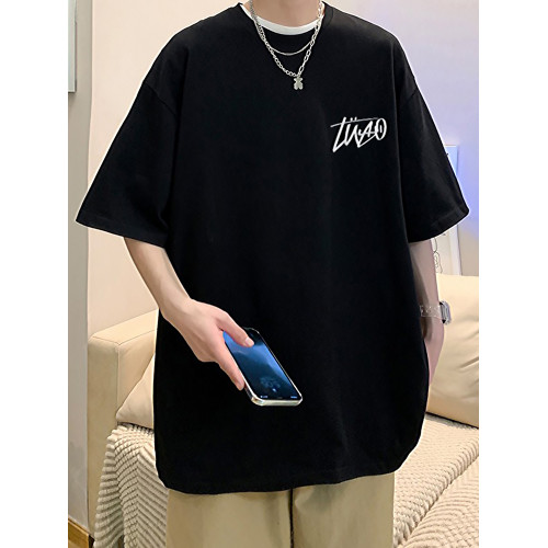 重磅短袖t恤男士2025新款夏季純棉美式潮牌潮流寬松白色百搭衣服