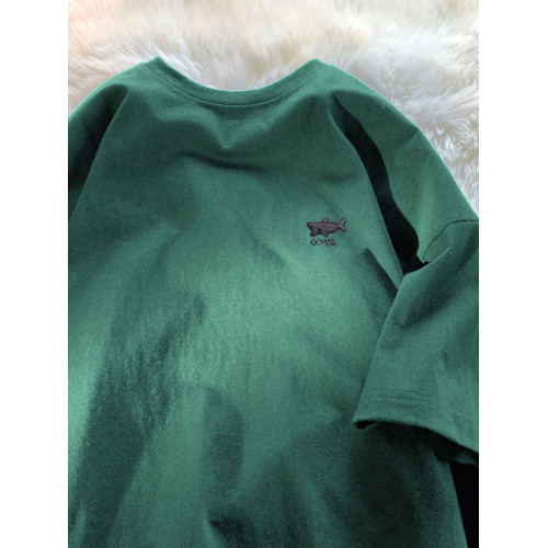 刺綉重磅100%純棉短袖T恤男美式潮牌ins寬松體恤鯊魚綉花體恤上衣