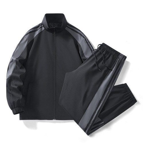 美式運動休閒套裝秋季運動服立領開衫夾克休閒褲學生帥氣男裝潮 美式運動休閒套裝秋季運動服立領開衫夾克休閒褲學生帥氣男裝潮