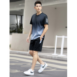 加肥加大碼羽毛球服男冰絲夏季短袖短褲套裝乒乓網球運動訓練t恤