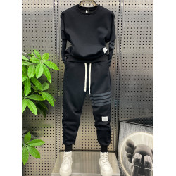 2025春秋四道杠運動休閒套裝潮男情侶韓版兩件套青年寬松衛衣衛褲