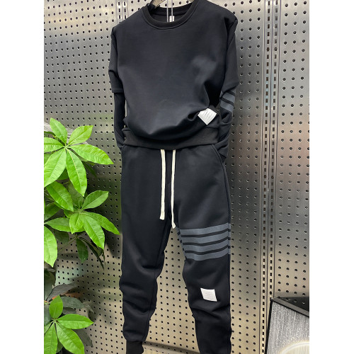 2025春秋四道杠運動休閒套裝潮男情侶韓版兩件套青年寬松衛衣衛褲 2025春秋四道杠運動休閒套裝潮男情侶韓版兩件套青年寬松衛衣衛褲