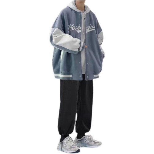 秋冬季港風套裝男生外套衣服潮流帥氣寬松潮牌夾克一套搭配三件套 秋冬季港風套裝男生外套衣服潮流帥氣寬松潮牌夾克一套搭配三件套