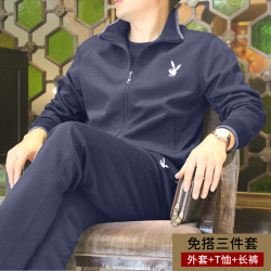 中老年男士運動服休閒套裝春秋爸爸運動套裝男裝男裝春夏衛衣外套