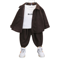 男童秋裝燈芯絨套裝兒童春秋款運動男寶酷帥洋氣潮童裝新款兩件套