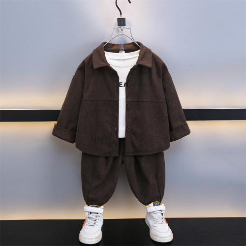 男童秋裝燈芯絨套裝兒童春秋款運動男寶酷帥洋氣潮童裝新款兩件套 男童秋裝燈芯絨套裝兒童春秋款運動男寶酷帥洋氣潮童裝新款兩件套