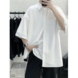 三件套夏季襯衫男大碼寬松痞帥襯衣休閒潮流輕熟風穿搭冰絲套裝潮