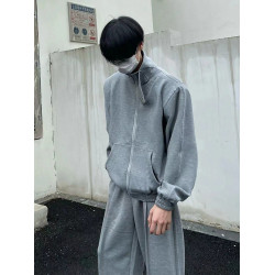 春秋美式復古休閒運動墊肩外套兩件套裝男韓風寬松一套搭配帥氣潮