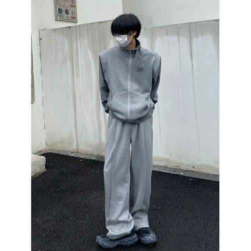 春秋美式復古休閒運動墊肩外套兩件套裝男韓風寬松一套搭配帥氣潮 春秋美式復古休閒運動墊肩外套兩件套裝男韓風寬松一套搭配帥氣潮