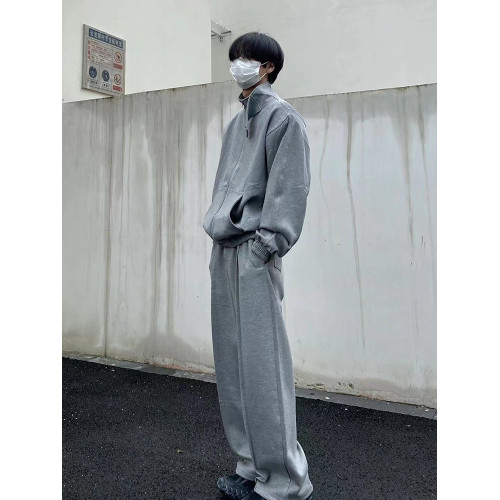 春秋美式復古休閒運動墊肩外套兩件套裝男韓風寬松一套搭配帥氣潮 春秋美式復古休閒運動墊肩外套兩件套裝男韓風寬松一套搭配帥氣潮