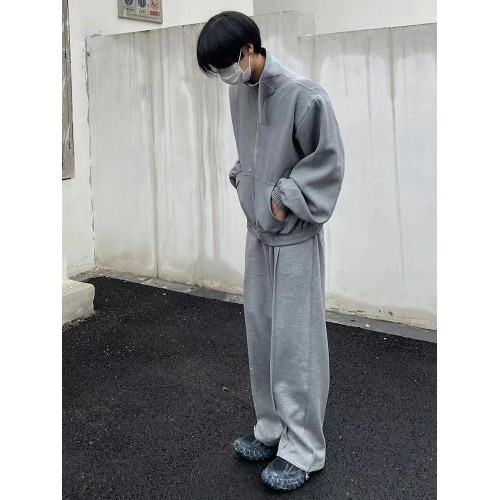 春秋美式復古休閒運動墊肩外套兩件套裝男韓風寬松一套搭配帥氣潮 春秋美式復古休閒運動墊肩外套兩件套裝男韓風寬松一套搭配帥氣潮