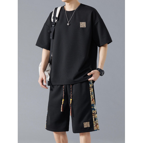 品牌優選套裝男士夏季休閒短袖短褲男生酷帥穿搭一整套大碼運動服 品牌優選套裝男士夏季休閒短袖短褲男生酷帥穿搭一整套大碼運動服