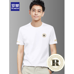 羅矇品牌短袖t恤男裝夏季薄款潮流修身男士冰絲透氣圓領半袖體恤