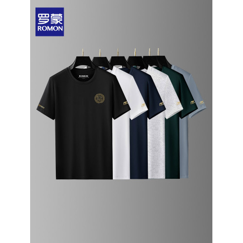 羅矇品牌短袖t恤男裝夏季薄款潮流修身男士冰絲透氣圓領半袖體恤