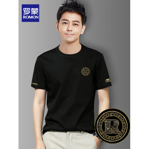 羅矇品牌短袖t恤男裝夏季薄款潮流修身男士冰絲透氣圓領半袖體恤